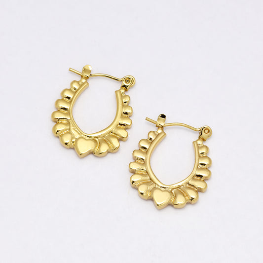 SSYE5982A - 22mm x 19mm Heart pattern hoop earring