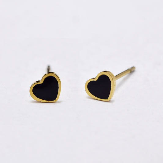 SSYE6002 - St Steel 5mm x 4mm enamel heart stud earring