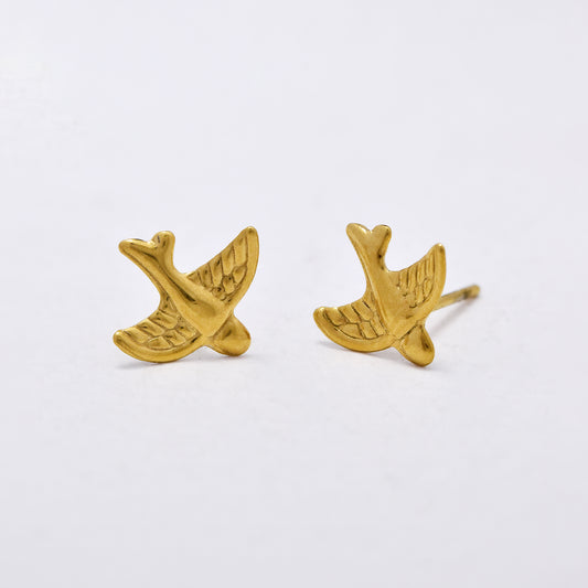 SSYE6004 - St Steel 11mm x 10mm bird stud earring