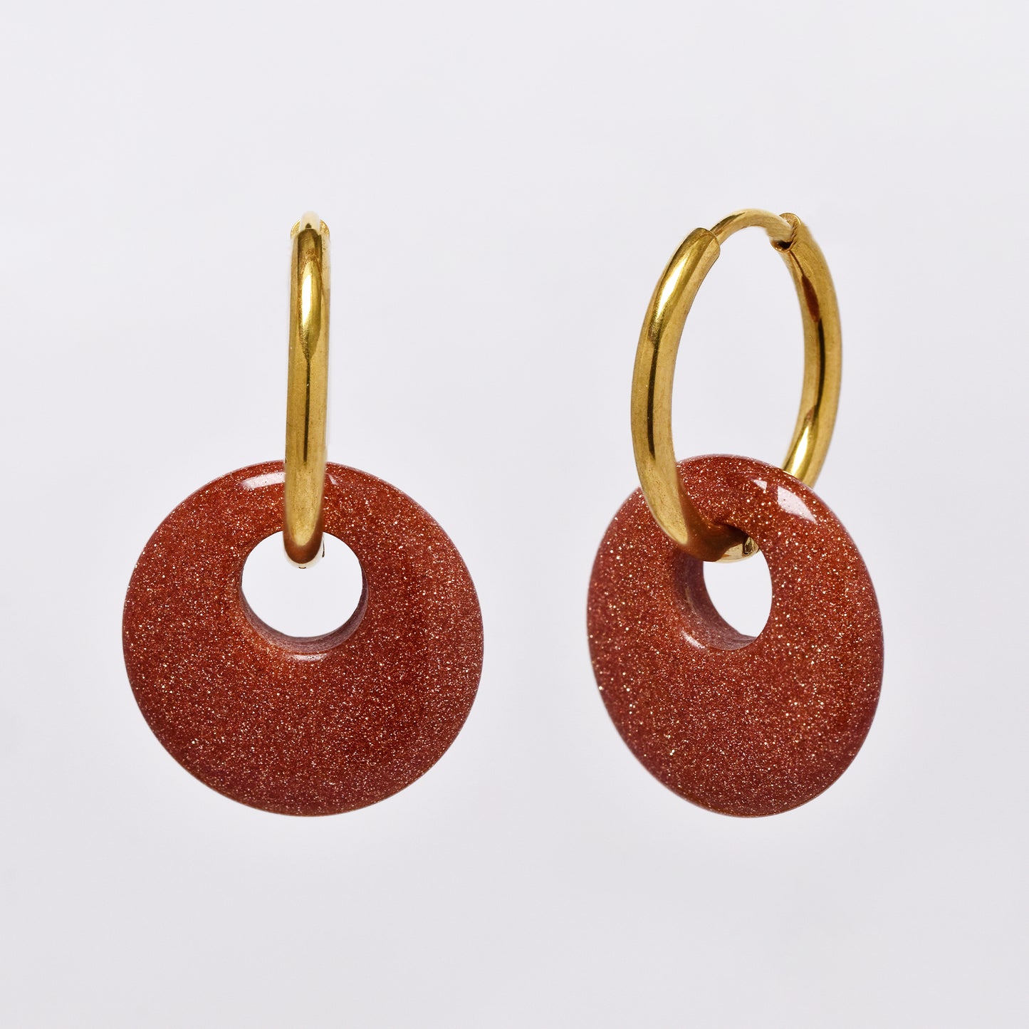 SSYE6268 - Steel 18mm natural stone tapered bagel hoop