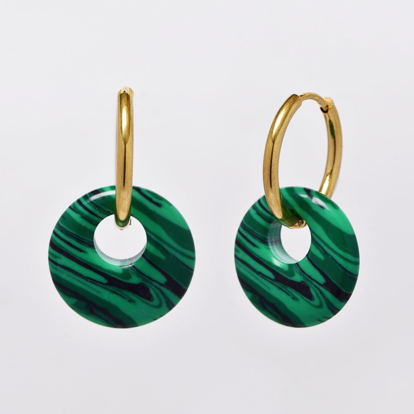 SSYE6268 - Steel 18mm natural stone tapered bagel hoop