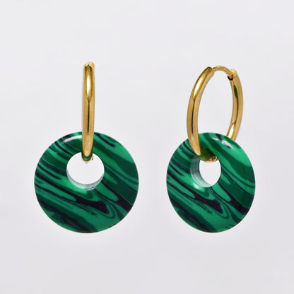 SSYE6268 - Steel 18mm natural stone tapered bagel hoop