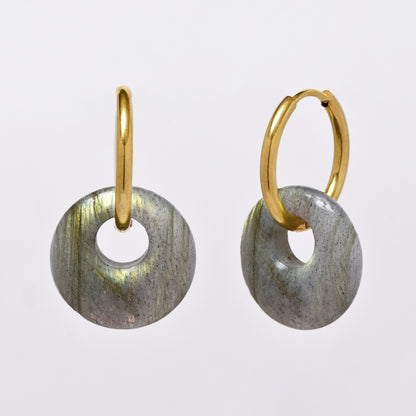 SSYE6268 - Steel 18mm natural stone tapered bagel hoop