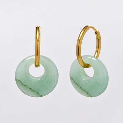 SSYE6268 - Steel 18mm natural stone tapered bagel hoop