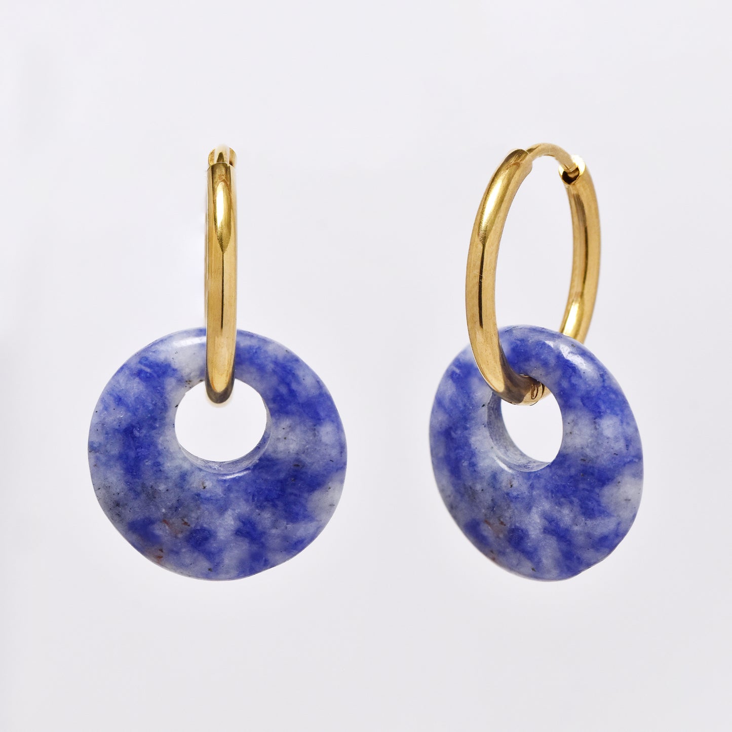 SSYE6268 - Steel 18mm natural stone tapered bagel hoop