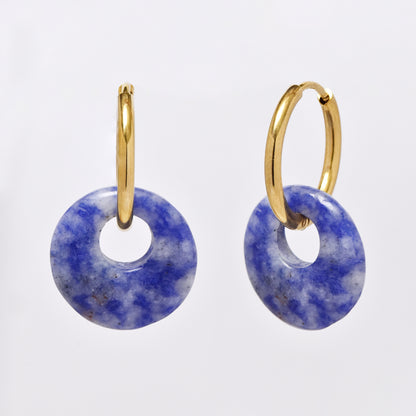 SSYE6268 - Steel 18mm natural stone tapered bagel hoop