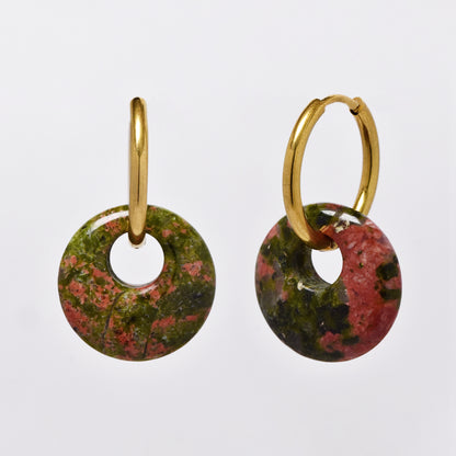 SSYE6268 - Steel 18mm natural stone tapered bagel hoop