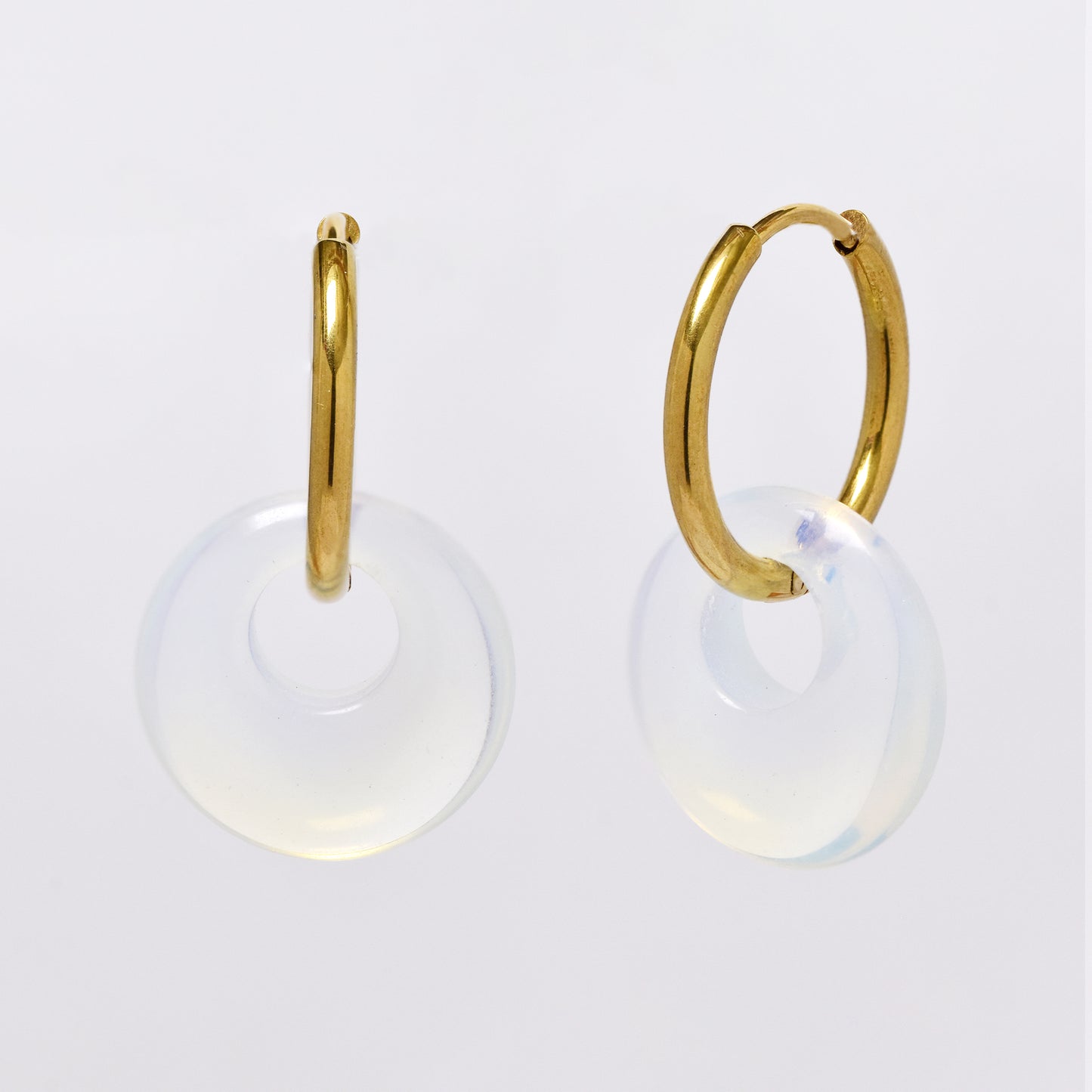 SSYE6268 - Steel 18mm natural stone tapered bagel hoop