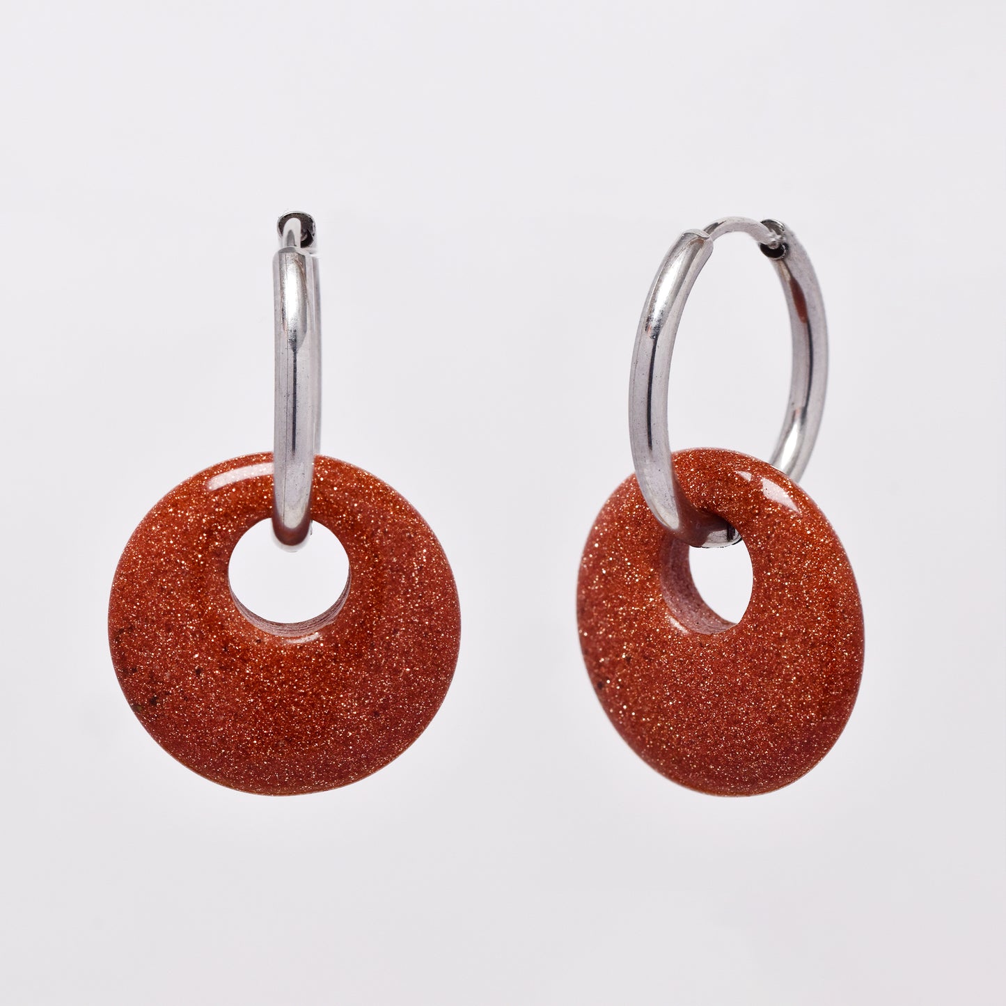 SSYE6268 - Steel 18mm natural stone tapered bagel hoop