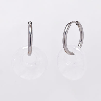 SSYE6268 - Steel 18mm natural stone tapered bagel hoop