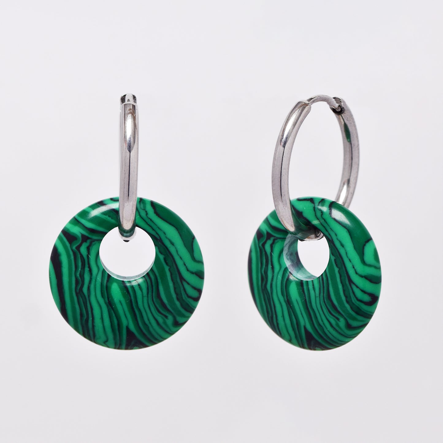 SSYE6268 - Steel 18mm natural stone tapered bagel hoop