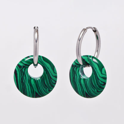 SSYE6268 - Steel 18mm natural stone tapered bagel hoop