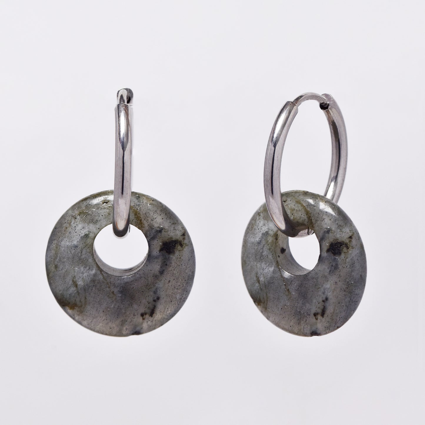 SSYE6268 - Steel 18mm natural stone tapered bagel hoop