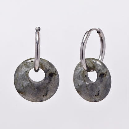 SSYE6268 - Steel 18mm natural stone tapered bagel hoop