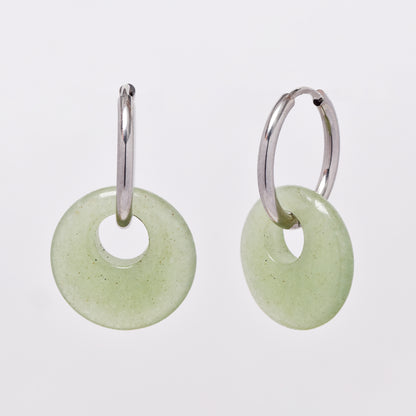 SSYE6268 - Steel 18mm natural stone tapered bagel hoop