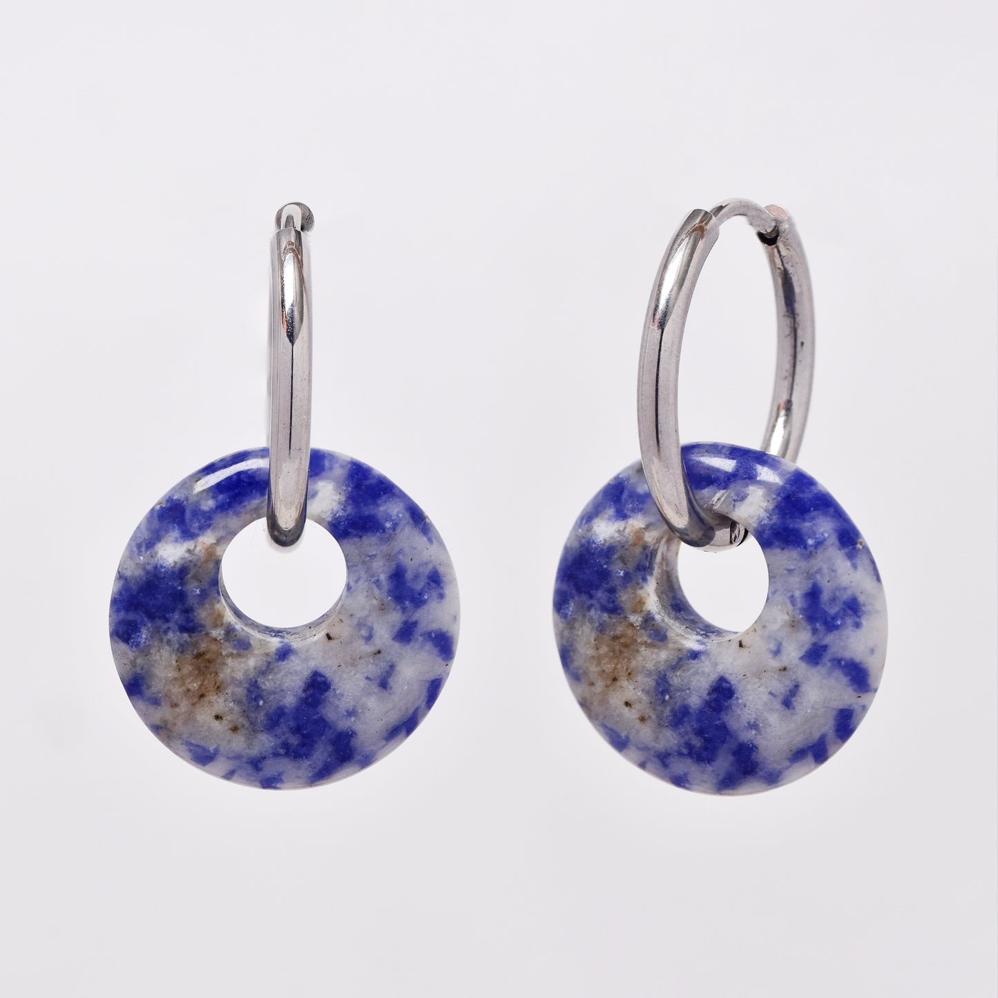 SSYE6268 - Steel 18mm natural stone tapered bagel hoop