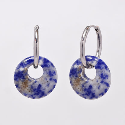 SSYE6268 - Steel 18mm natural stone tapered bagel hoop