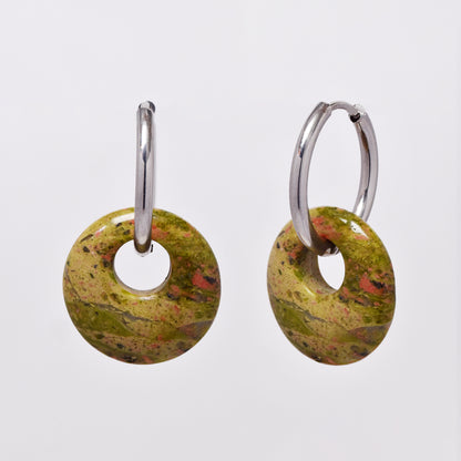 SSYE6268 - Steel 18mm natural stone tapered bagel hoop