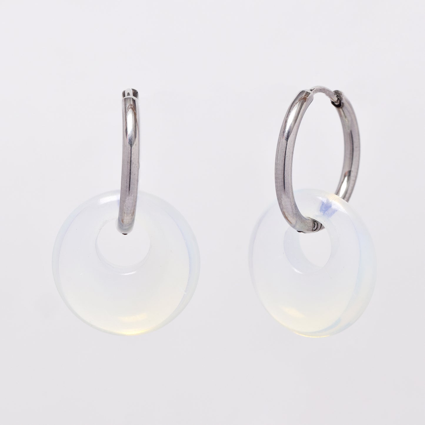 SSYE6268 - Steel 18mm natural stone tapered bagel hoop