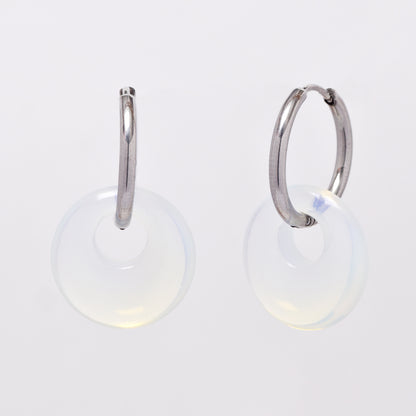 SSYE6268 - Steel 18mm natural stone tapered bagel hoop