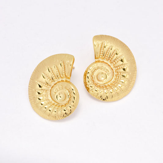 SSYE6381 - St Steel 25mm x 21mm sea snail shell earring