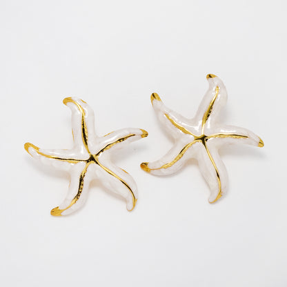 SSYE6385 - St Steel 34.2mm x 34.5mm colour starfish earring