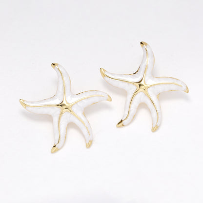 SSYE6385 - St Steel 34.2mm x 34.5mm colour starfish earring