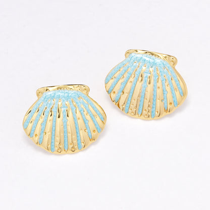 SSYE6386 - St Steel 20mm x 24.3mm medium scallop shell earring