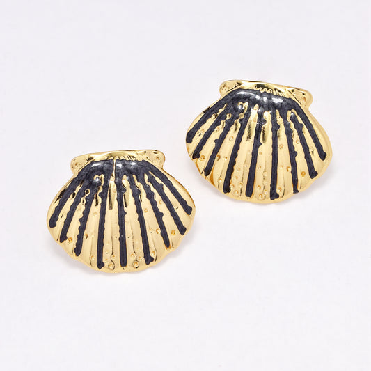 SSYE6386 - St Steel 20mm x 24.3mm medium scallop shell earring