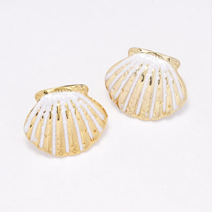 SSYE6386 - St Steel 20mm x 24.3mm medium scallop shell earring