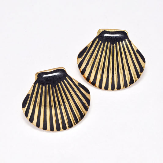 SSYE6387 - St Steel 29.3mm x 32mm large scallop shell earring