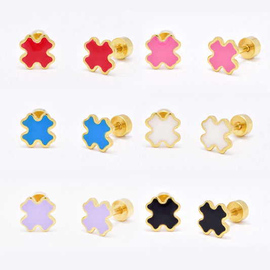SSYE6465 - St Steel 6 pack 7mm x 7mm colour X earring