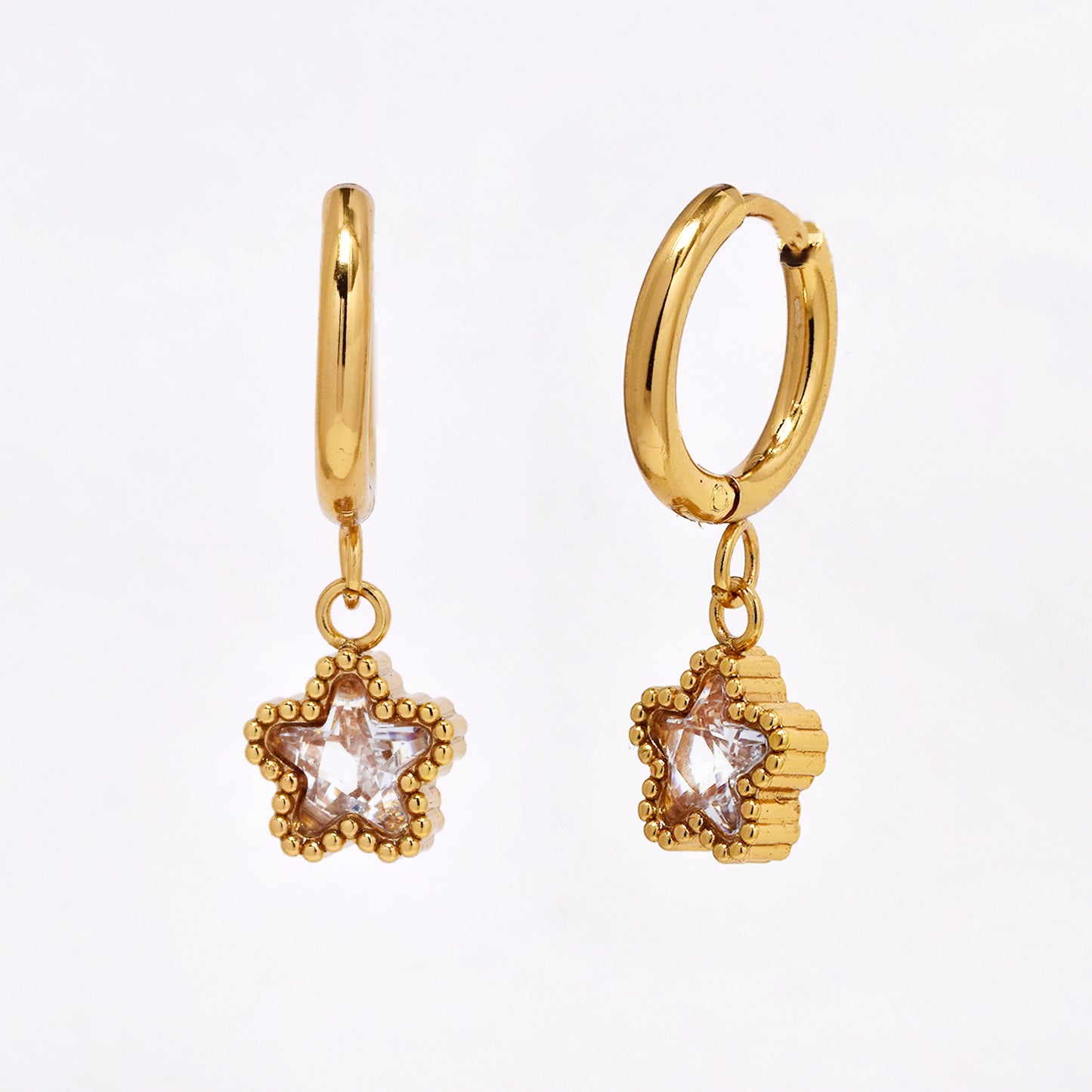 SSYE6508 - St Steel 10mm x 2mm CZ flower drop earring