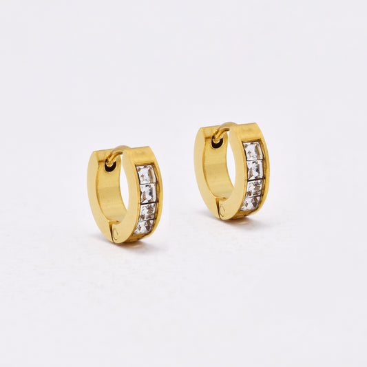 SSYE6509 - St Steel 11mm x 3mm CZ huggie earring