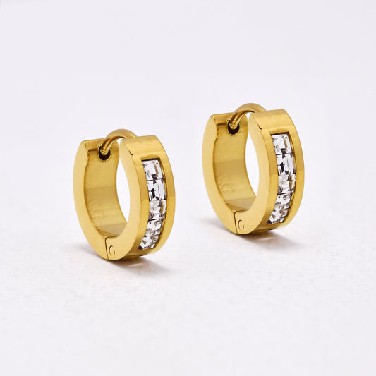 SSYE6512 - St Steel 13mm x 4mm CZ huggie earring
