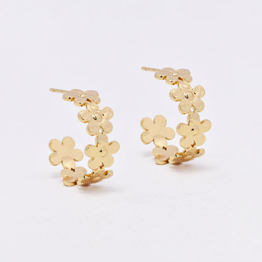 SSYE6516 - St Steel 20mm x 8mm flower hoop studs