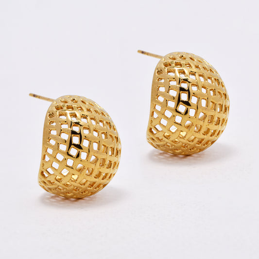 SSYE6517 - St Steel 22mm x 19mm mesh statement hoop studs