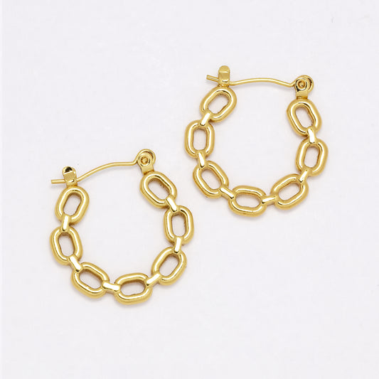 SSYE6553 - St Steel 25mm x 24mm chainlink hoop earring