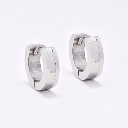 SSYE6640 - St Steel 13.5mm x 4mm huggies with center groove