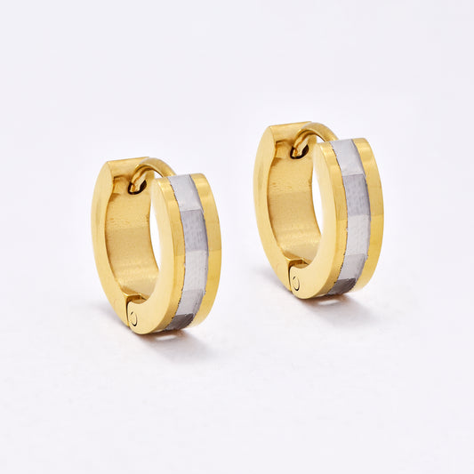 SSYE6640 - St Steel 13.5mm x 4mm huggies with center groove