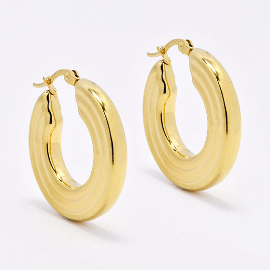 SSYE6645 - St Steel 30mm x 5mm chunky hoops