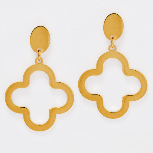 SSYE6657 - St Steel 38mm x 25mm cutout flower drop earring