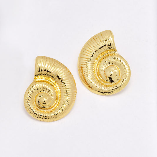 SSYE6760 - St Steel 27mm x 22mm sea snail shell earring