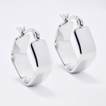 SSYE6795 - Steel 20mm x 7.5mm square hoop earring