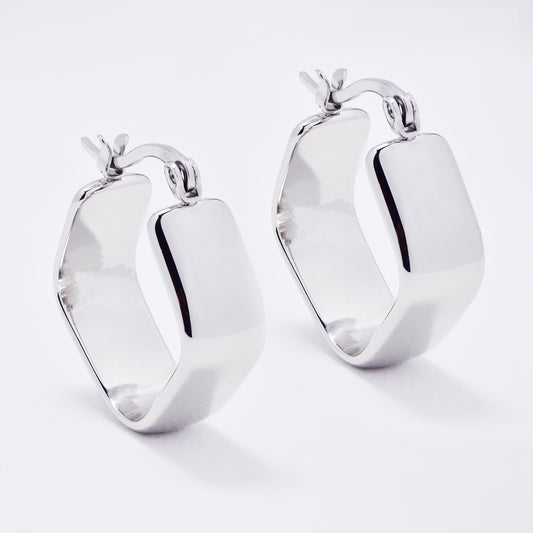 SSYE6795 - Steel 20mm x 7.5mm square hoop earring