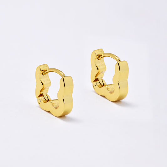 SSYE6800  - Steel 11mm x 3mm clover hoop earring