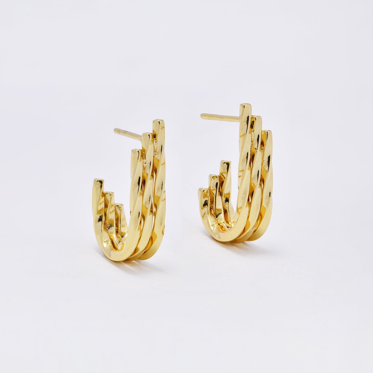 SSYE6803 - Steel 20mm x 5mmtwisted 3 strand hoop stud earring