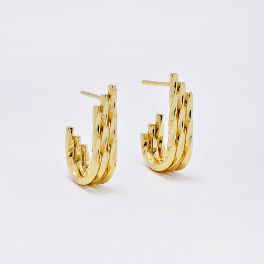 SSYE6803 - Steel 20mm x 5mmtwisted 3 strand hoop stud earring