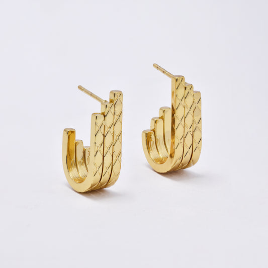 SSYE6804 - Steel 20mm x 6.5mm 3 strand hoop stud earring