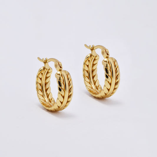 SSYE6805 - Steel 18mm x 6mm wheat hoop earring